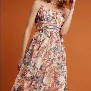 $158 Maeve Anthropologie Mackenzie Floral Mesh Dress Size 0